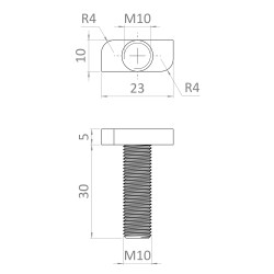 T-skrutka M10x30, nerez A2 T-skrutka M10x30, nerez A2